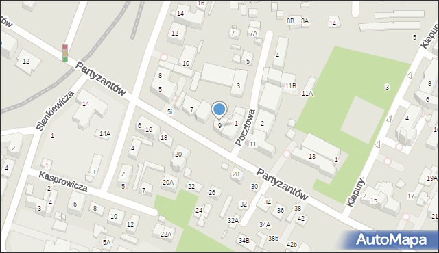 Zamość, Partyzantów, 9, mapa Zamościa