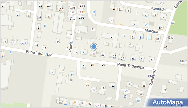 Zaścianki, Pana Tadeusza, 21, mapa Zaścianki