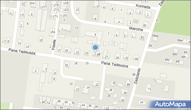 Zaścianki, Pana Tadeusza, 25A, mapa Zaścianki