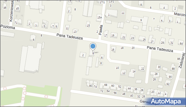 Zaścianki, Pana Tadeusza, 4, mapa Zaścianki