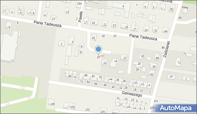 Zaścianki, Pana Tadeusza, 10, mapa Zaścianki