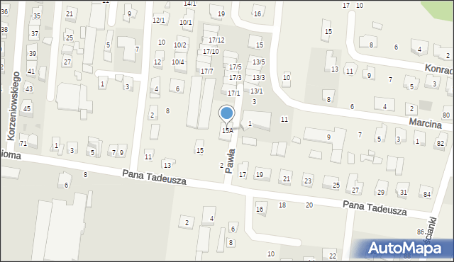 Zaścianki, Pana Tadeusza, 15A, mapa Zaścianki
