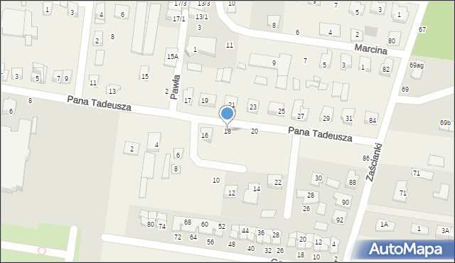 Zaścianki, Pana Tadeusza, 18, mapa Zaścianki