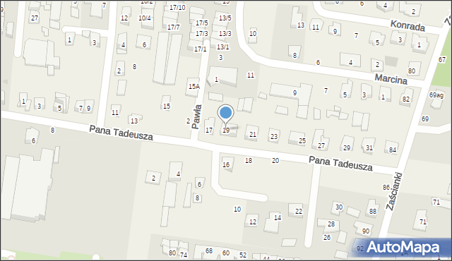 Zaścianki, Pana Tadeusza, 19, mapa Zaścianki