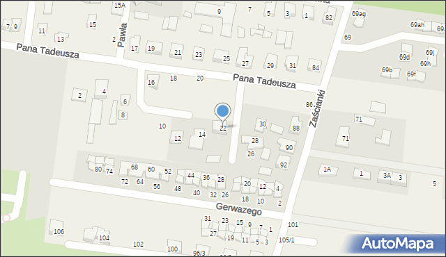 Zaścianki, Pana Tadeusza, 22, mapa Zaścianki