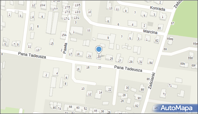 Zaścianki, Pana Tadeusza, 23, mapa Zaścianki
