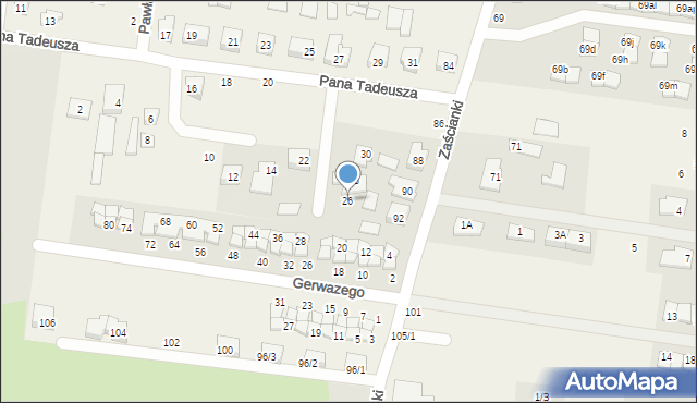 Zaścianki, Pana Tadeusza, 26, mapa Zaścianki