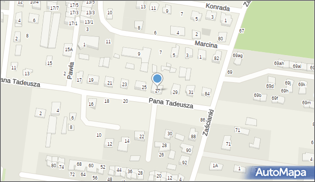 Zaścianki, Pana Tadeusza, 27, mapa Zaścianki