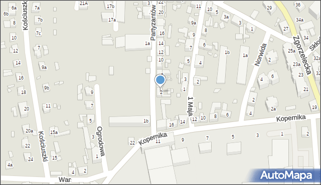 Zawidów, Partyzantów, 2, mapa Zawidów