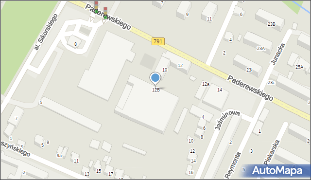 Zawiercie, Paderewskiego Ignacego Jana, 12B, mapa Zawiercie