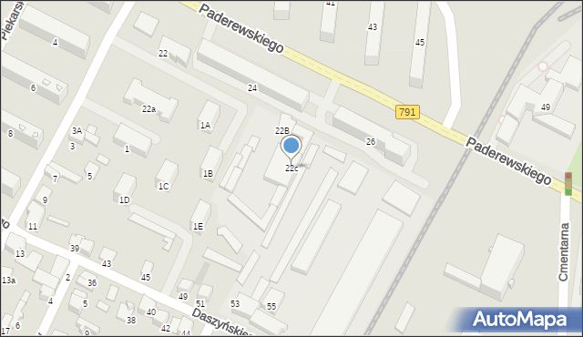 Zawiercie, Paderewskiego Ignacego Jana, 22c, mapa Zawiercie