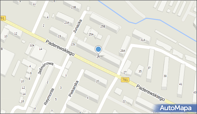 Zawiercie, Paderewskiego Ignacego Jana, 25, mapa Zawiercie