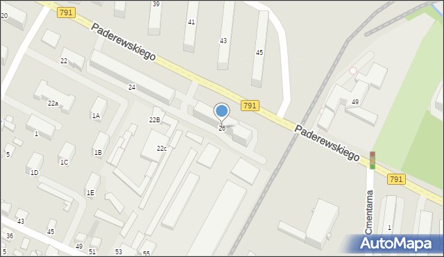 Zawiercie, Paderewskiego Ignacego Jana, 26, mapa Zawiercie