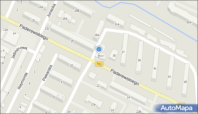 Zawiercie, Paderewskiego Ignacego Jana, 27, mapa Zawiercie