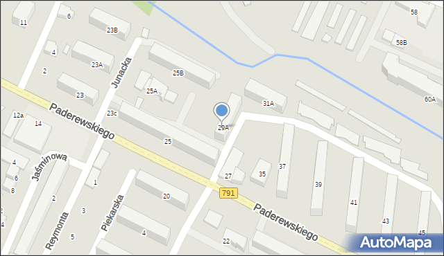 Zawiercie, Paderewskiego Ignacego Jana, 29A, mapa Zawiercie