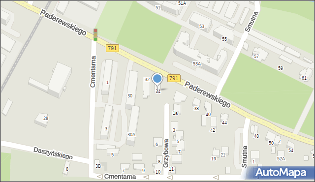 Zawiercie, Paderewskiego Ignacego Jana, 34, mapa Zawiercie