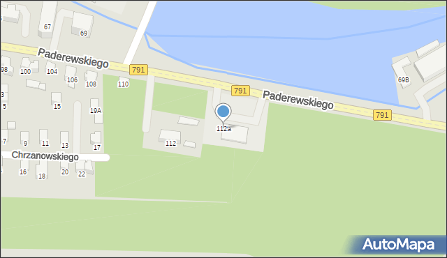 Zawiercie, Paderewskiego Ignacego Jana, 112a, mapa Zawiercie
