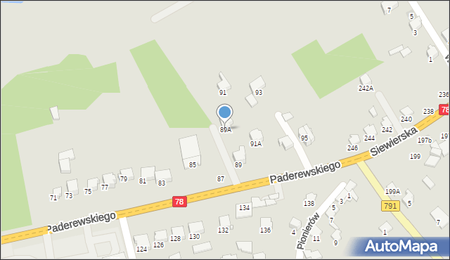 Zawiercie, Paderewskiego Ignacego Jana, 89A, mapa Zawiercie
