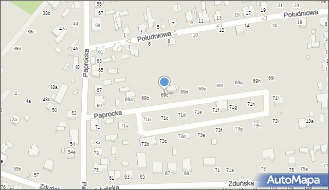 Zduńska Wola, Paprocka, 69c, mapa Zduńska Wola