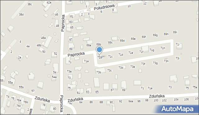 Zduńska Wola, Paprocka, 71b, mapa Zduńska Wola