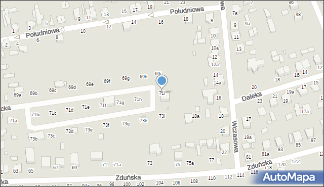 Zduńska Wola, Paprocka, 71i, mapa Zduńska Wola