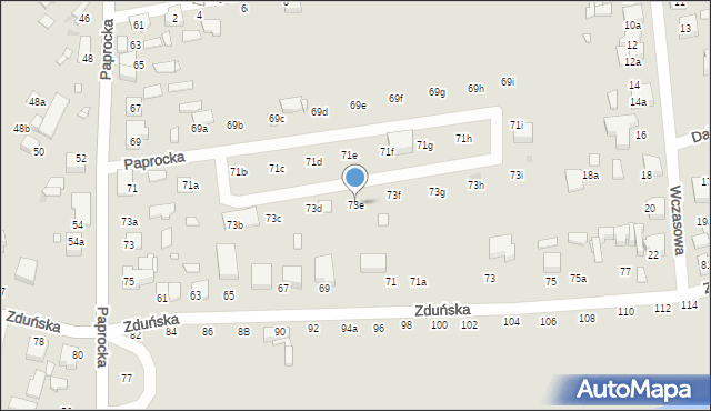 Zduńska Wola, Paprocka, 73e, mapa Zduńska Wola