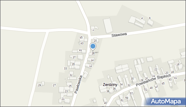 Żerdziny, Pawłowska, 16, mapa Żerdziny