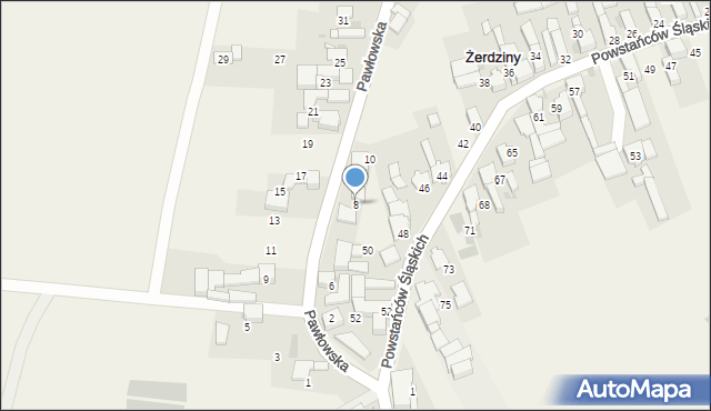 Żerdziny, Pawłowska, 8, mapa Żerdziny