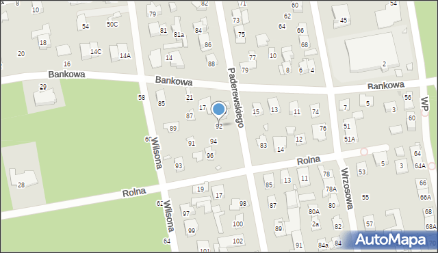 Zielonka, Paderewskiego Ignacego Jana, 92, mapa Zielonka