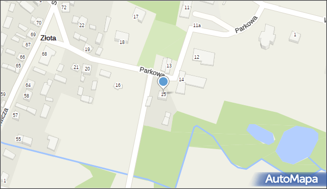 Złota, Parkowa, 15, mapa Złota