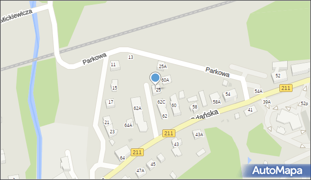Żukowo, Parkowa, 9, mapa Żukowo