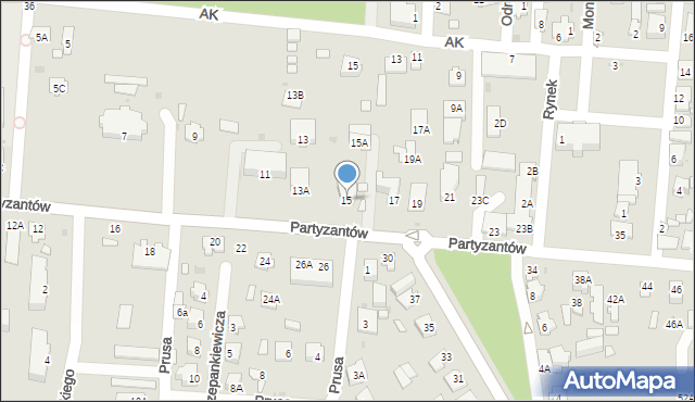 Zwierzyniec, Partyzantów, 15, mapa Zwierzyniec