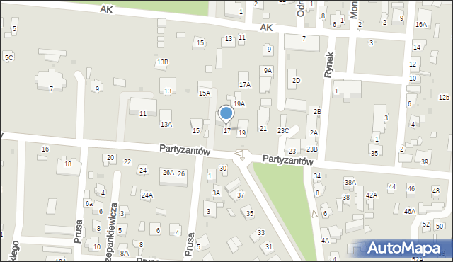 Zwierzyniec, Partyzantów, 17, mapa Zwierzyniec