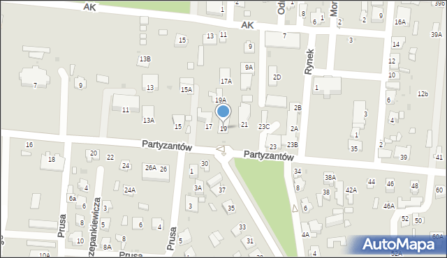 Zwierzyniec, Partyzantów, 19, mapa Zwierzyniec