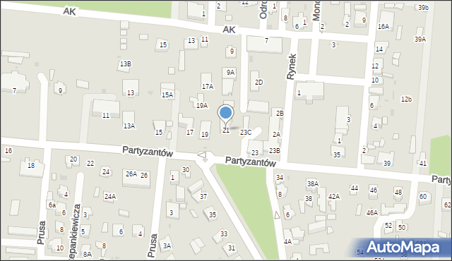 Zwierzyniec, Partyzantów, 21, mapa Zwierzyniec