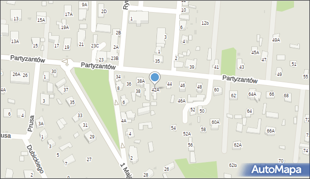 Zwierzyniec, Partyzantów, 42A, mapa Zwierzyniec
