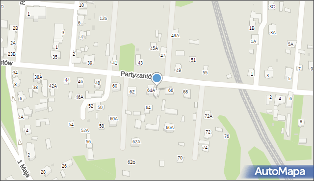 Zwierzyniec, Partyzantów, 64B, mapa Zwierzyniec