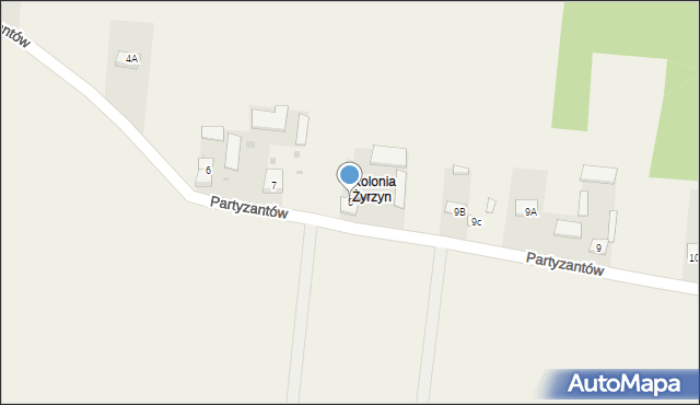 Żyrzyn, Partyzantów, 8, mapa Żyrzyn