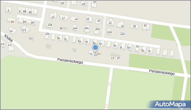 Białystok, Pendereckiego Krzysztofa, 11, mapa Białegostoku