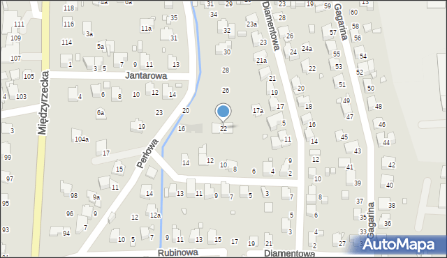 Bielsko-Biała, Perłowa, 22, mapa Bielsko-Białej