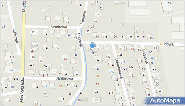 Bielsko-Biała, Perłowa, 34, mapa Bielsko-Białej