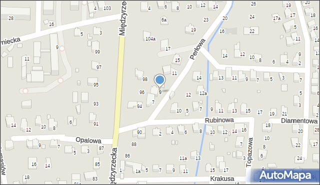 Bielsko-Biała, Perłowa, 9, mapa Bielsko-Białej