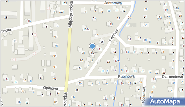 Bielsko-Biała, Perłowa, 9a, mapa Bielsko-Białej