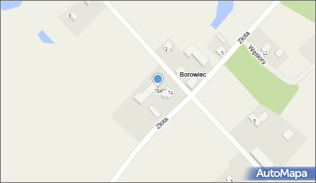 Borowiec, Perłowa, 4, mapa Borowiec