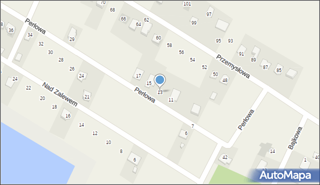 Brzeziny, Perłowa, 13, mapa Brzeziny