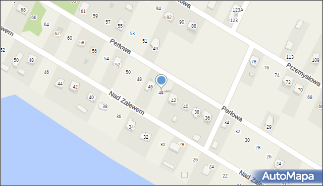 Brzeziny, Perłowa, 44, mapa Brzeziny