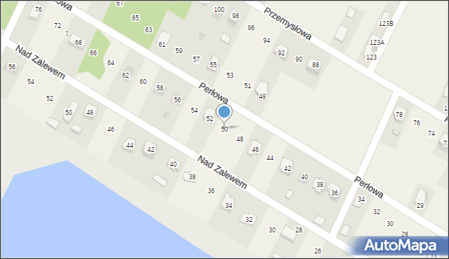 Brzeziny, Perłowa, 50, mapa Brzeziny