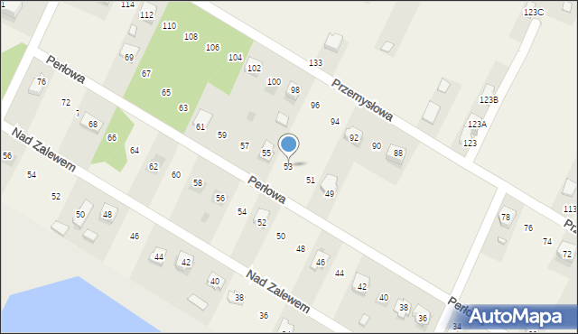 Brzeziny, Perłowa, 53, mapa Brzeziny
