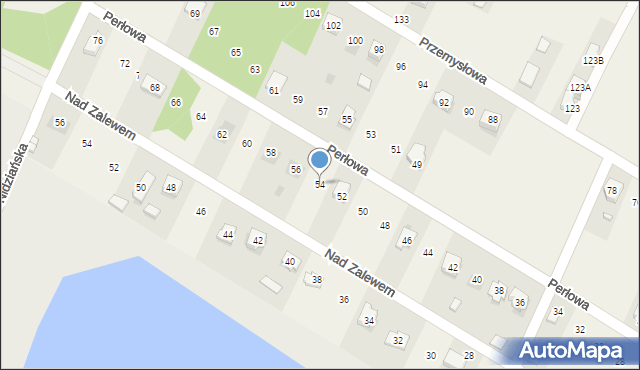 Brzeziny, Perłowa, 54, mapa Brzeziny