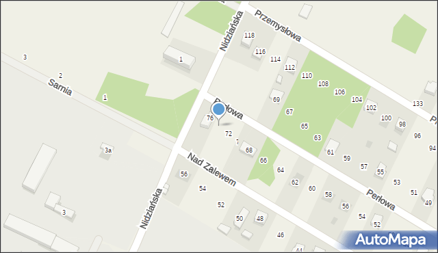 Brzeziny, Perłowa, 74, mapa Brzeziny
